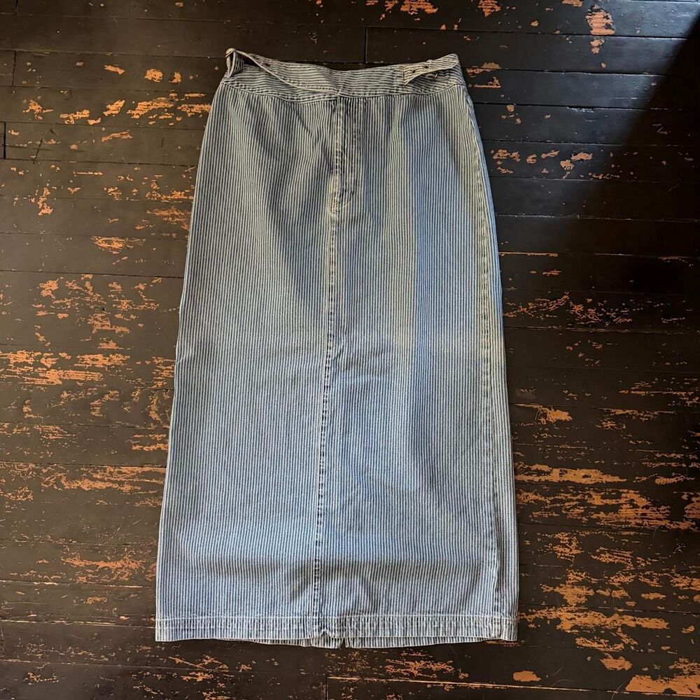 Vintage Liz Claiborne railroad pinstripe denim maxi skirt